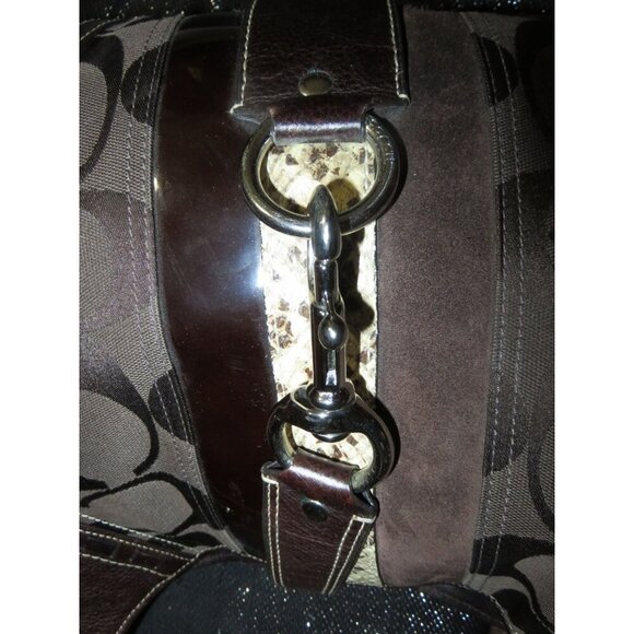 SOLD COACH 2006 Hampton Exotic Python Mixed Canvas & Leather Hobo Handbag - Picture 4 of 14